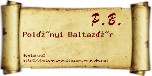 Polónyi Baltazár névjegykártya